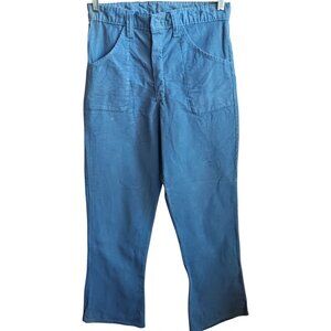 28x30 Womens Vintage Blue Corduroy Jeans Bootcut 1970's Disco Glam Distressed